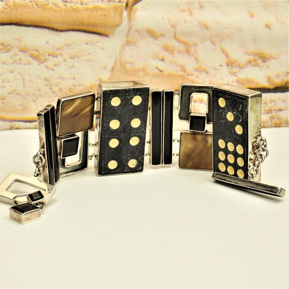 SUPER RARE HEAVY STERLING PANEL BRACELET, UNISEX GIFT, GIFT FOR MEN - Picture 12 of 13